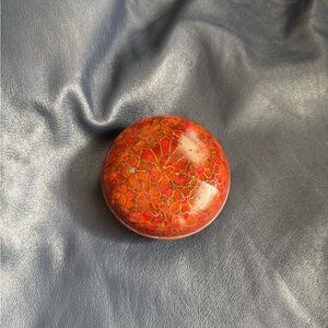 Old Chinese Crushed Stone Cloisonné Floral Motif Vintage Jewelry Trinket Box